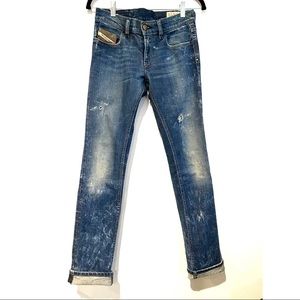 Diesel stone-washed distressed straight leg jeans